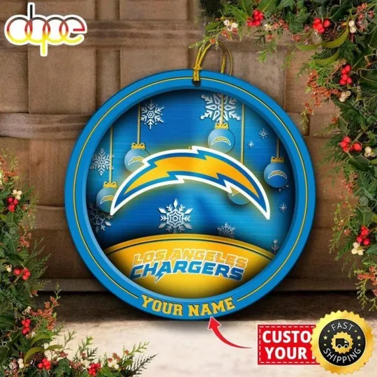 Discover Personalized Los Angeles Football Chargers Team Christmas Ceramic Ornament Gift