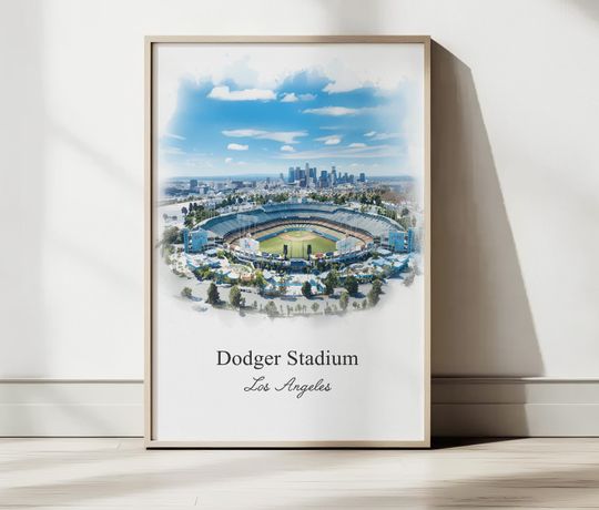 Discover Dodger Stadium Los Angeles Watercolor Print | World Series Baseball Wall Art |   Sports Stadium Art in Multiple Sizes