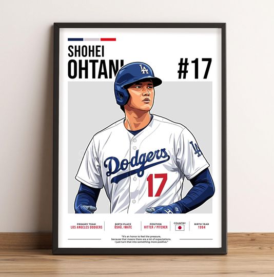 Discover Shohei Ohtani Poster, Baseball Art, Shohei Ohtani Fan Gift, Vector Illustration, Sports Wall Decor