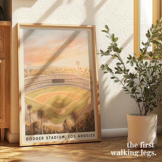 Discover Dodger Stadium Art Print: Los Angeles Baseball, Palm Tree Decor