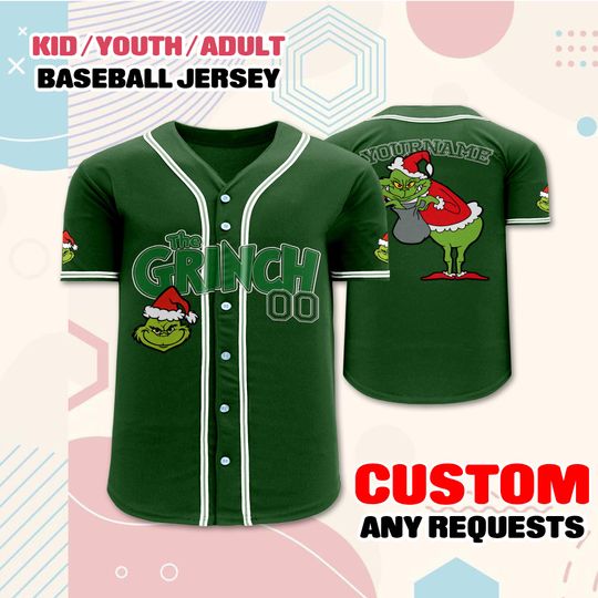 Discover Custom The funny character Baseball Jersey, Personalized Christmas Shirt with Name and Number, Kids Youth Adult Sizes, Funny Holiday Outfit Gift