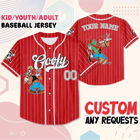 Custom Goofy Christmas Baseball Jersey, Personalized Holiday Shirt with Name Number, Kids Youth Adult Sizes, Family Matching Xmas Gift