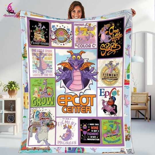 Figment Epcot Festival Of Arts Fleece Blanket | Purple Dragon Blanket | Figment Blanket