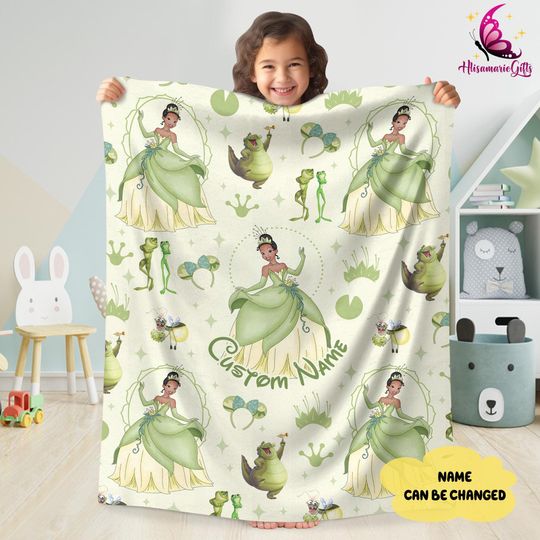Personalized Tiana Princess Fleece Blanket, Tiana Princess, Princess and The Frog Blanket