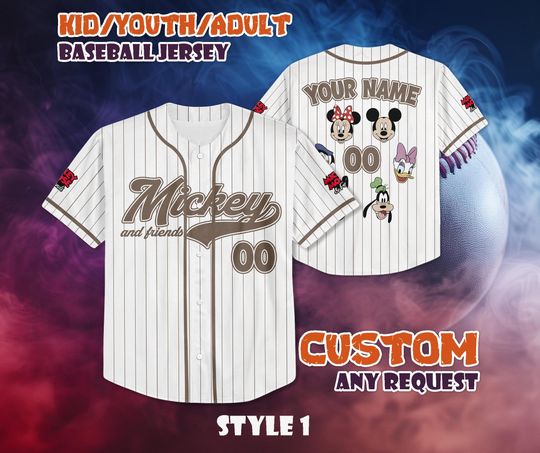 Discover CUSTOM Mickey & Friends Baseball Jersey, Disney Mickey And Friends Jersey Shirt, Magic Kingdom Shirt, Cartoon Jersey For Kids Adult