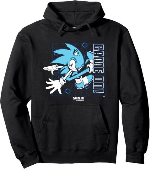 Discover Sonic The Hedgehog Game On! Gold Rings Vintage Grid Pullover Hoodie