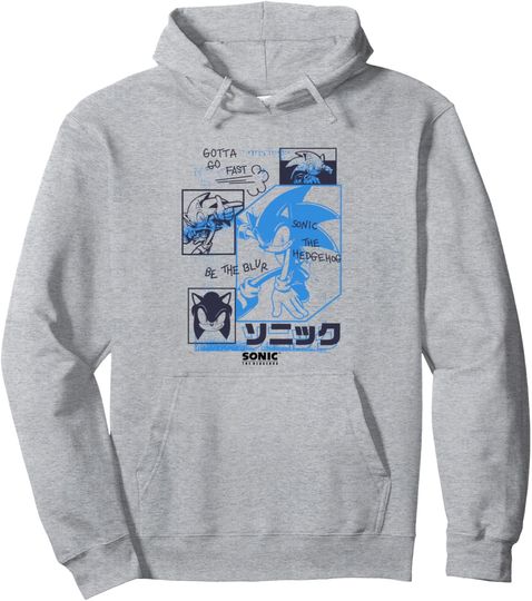 Discover Sonic The Hedgehog Gotta Go Fast Vintage Sketch Panels Pullover Hoodie