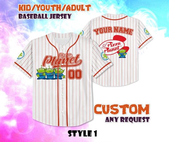 Discover CUSTOM Pizza Planet Toy Baseball Jersey, Disney Toy Story Shirt, Personalized Toy Story Pizza Planet Jersey, Pizza Planet Fan Gifts