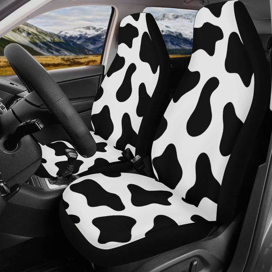 Discover Cow Print Car Seat Cover Set for Vehicles with Farm Animal Theme
