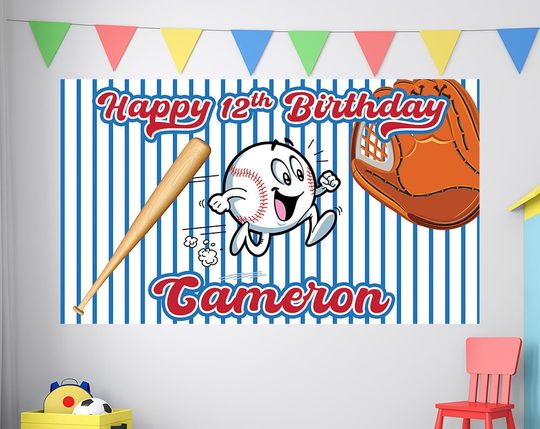 Discover Baseball Birthday, Baseball Birthday Banner, Custom Baseball Backdrop, Kids Birthday Party, Custom Birthday Backdrop, Baseball Poster