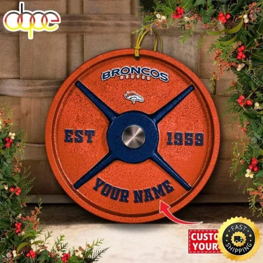 Personalized Denver Football Broncos Team Christmas Ceramic Ornament Gift Decor