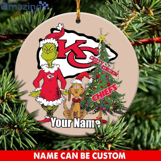 Discover Personalized Kansas City Football Chiefs Team Christmas Ceramic Ornament Gift