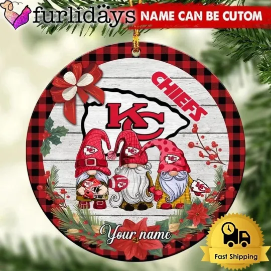 Discover Personalized Kansas City Football Chiefs Team Christmas Ceramic Ornament Gift