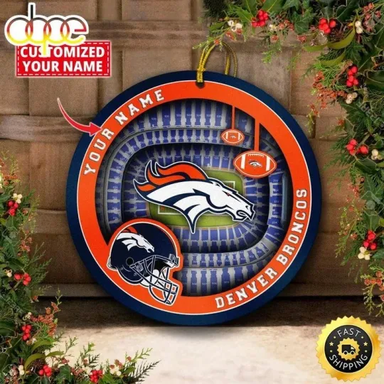 Personalized Denver Football Broncos Team Christmas Ceramic Ornament Gift Decor