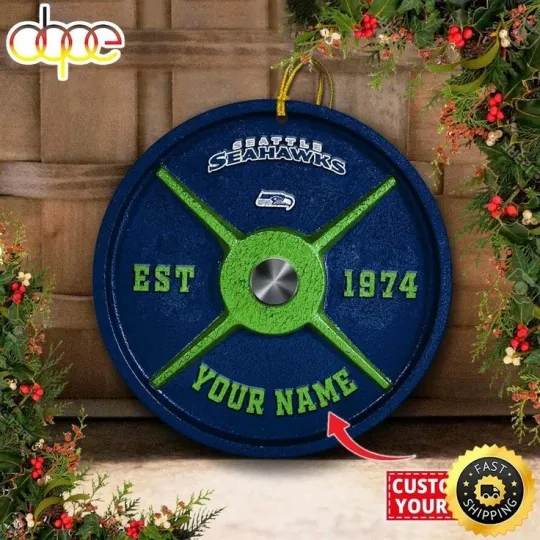 Personalized Seattle Football Seahawks Team Christmas Ceramic Ornament Gift