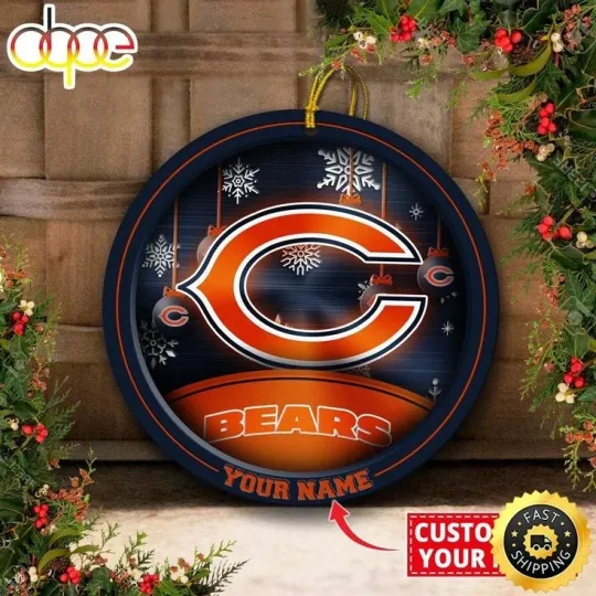 Discover Personalized Chicago Football Bears Team Christmas Ceramic Ornament Gift Decor