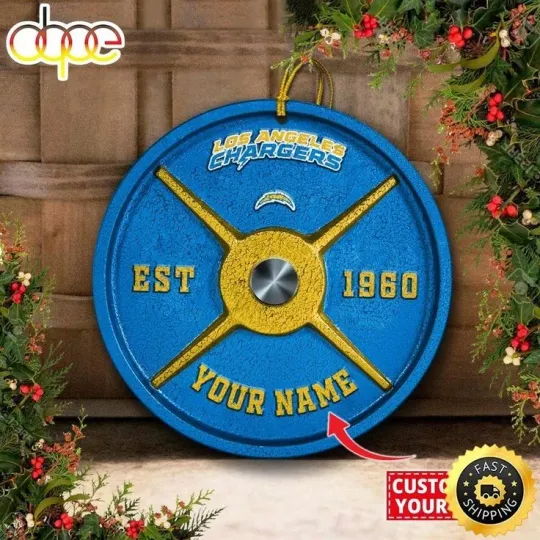 Discover Personalized Los Angeles Football Chargers Team Christmas Ceramic Ornament Gift