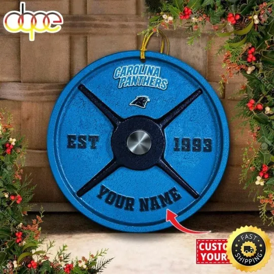 Discover Personalized Carolina Football Panthers Team Christmas Ceramic Ornament Gift