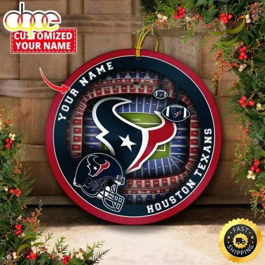 Personalized Houston Football Texans Team Christmas Ceramic Ornament Gift Decor