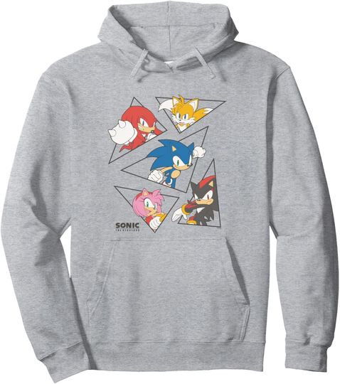 Discover Sonic The Hedgehog Main Characters Triangle Portraits Retro Pullover Hoodie