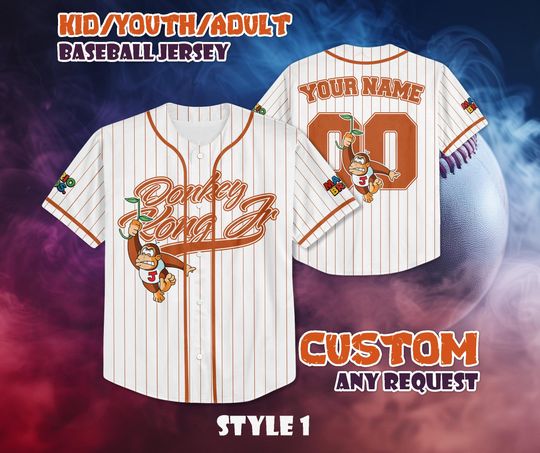 CUSTOM Donkey Kong Baseball Jersey, Nintendo Super Mario Shirt, Personalized Donkey Kong Jersey, Donkey Kong Fan Gifts, Birthday Gifts