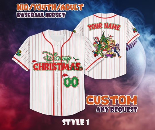 Discover CUSTOM Mario Christmas Baseball Jersey, Super Mario Baseball Shirt, Personalized Mario Christmas Jersey, Super Mario Fan Gifts