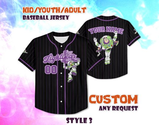 Discover CUSTOM Buzz Lightyear Toy Story Baseball Jersey, Personalized Disney Toy Story Buzz Lightyear Jersey, Disney Gift for Fans, Birthday Gifts