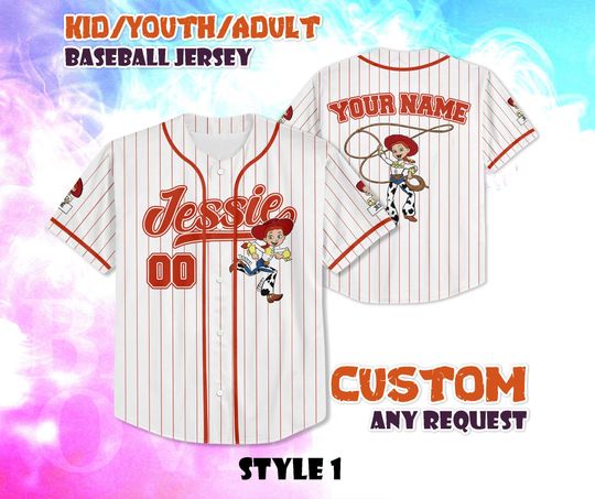 Discover CUSTOM Jessie Baseball Jersey, Sheriff Woody Buzz Lightyear Jersey, Personalized Disney Toy Story Jessie Jersey, Jessie Gift for Fans