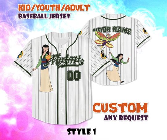 Discover CUSTOM Mulan Baseball Jersey, Disney Princess Jersey Shirt, Personalized Mulan Baseball Jersey, Magic Kingdom Shirt, Disney Gift for Fans