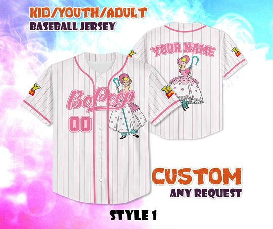 Discover CUSTOM Bo Peep Baseball Jersey, Toy Story Shirt, Personalized Bo Peep Baseball Jersey, Bo Peep Fan Gift, Birthday Gifts