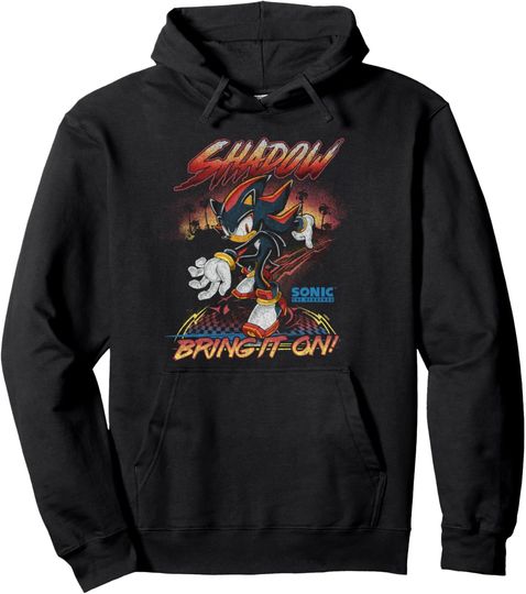 Discover Sonic The Hedgehog Shadow Bring It On! Distressed Poster Pullover Hoodie