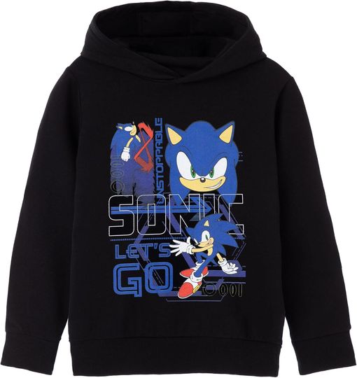 Discover Sonic The Hedgehog Boys Hoodie | Kids Gaming Let's Go Fashion Graphic Hooded Sweatshirt for Gamers | Game Movie Merchandise