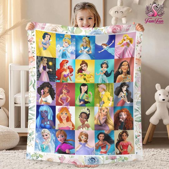 Discover Disneyworld Princess Blanket, Baby Girl Blanket,  Princess Birthday Girl Gift