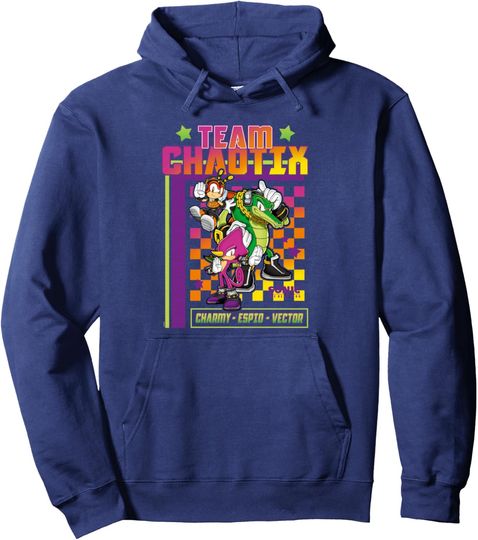 Discover Sonic The Hedgehog Team Chaotix Charmy Espio Vector Logo Pullover Hoodie