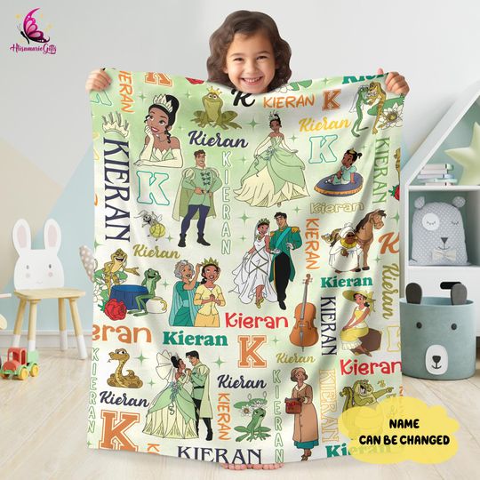 Personalized The Princess and the Frog Blanket, Princess Tiana Fleece Blanket