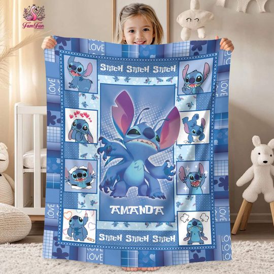 Discover Personalized Stitch Blanket, Disneyland Stitch Blanket, Stitch Birthday Gifts