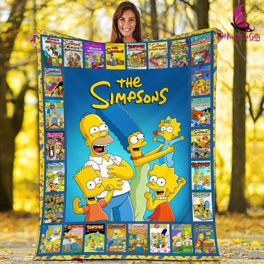 The Simpsons Fleece Blanket Simpsons Family Fleece Blanket For Bed Couch Sofa