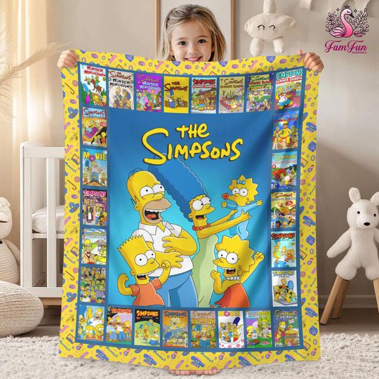 The Simpsons Fleece Blanket Simpsons Family Blanket For Bed Couch Sofa