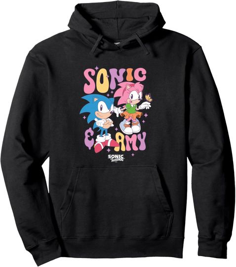 Discover Sonic The Hedgehog Sonic & Amy Cute Vintage Shot Pullover Hoodie