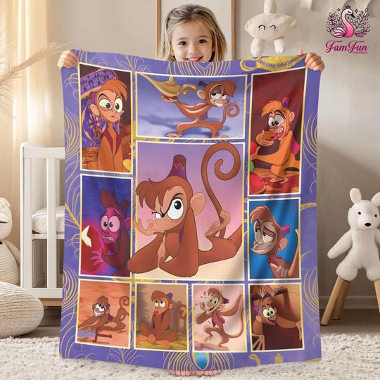 Discover Vintage Aladdin Abu Fleece Blanket | Aladdin Fan Movie Blanket