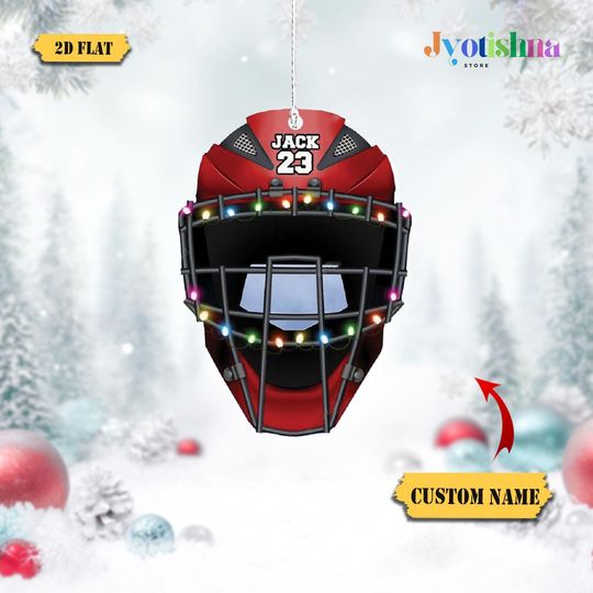 Discover Personalized Baseball Helmet Christmas Ornament Acrylic Flat 2D, Gift For Baseball Players, Baseball Lover Gift, Baseball Helmet Ornament