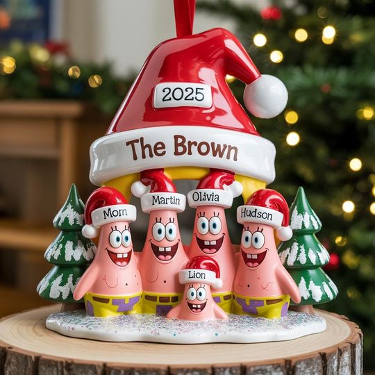 Discover Personalized SpongeBob SquarePants Family Ornament, Custom Acrylic Christmas Tree Decor, Holiday Keepsake, Unique Xmas Gift 2025