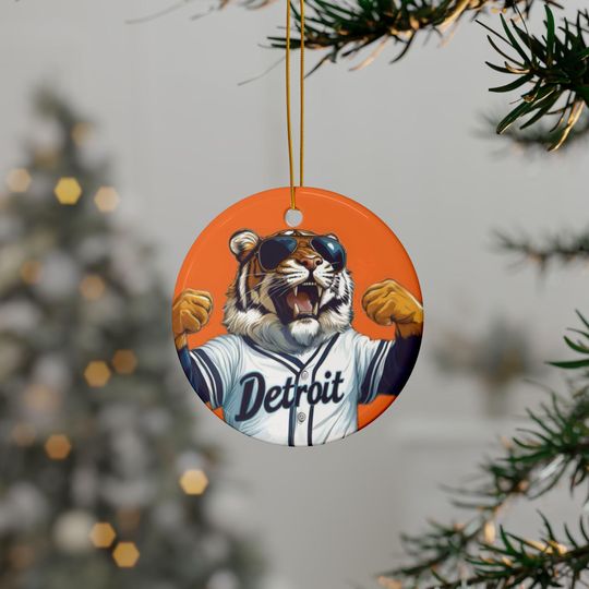 Detroit Tigers Christmas Ornament: 2-Sided Ceramic Baseball Fan Decoration