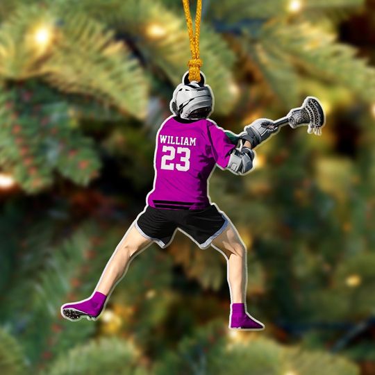 Discover Custom Lacrosse Player Ornament  Personalized Acrylic Christmas Tree Decor with Name & Number  Gift for Boys, Teens, or Sports Fans