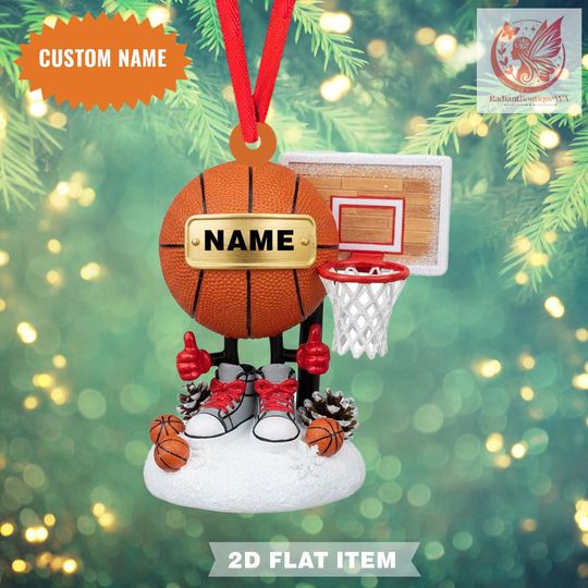 Discover Personalized Basketball Ornament, 2D Flat Ornament, Acrylic Christmas Keepsake, Custom name Ornament , Gift For Basketball Player