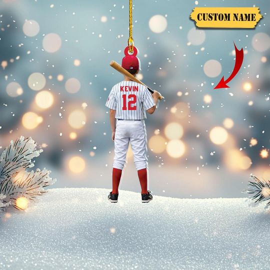 Discover Personalized Baseball Player Ornament 2025  Custom Name & Number Flat Acrylic Christmas Tree Decoration, Holiday Gift for Baseball Fans