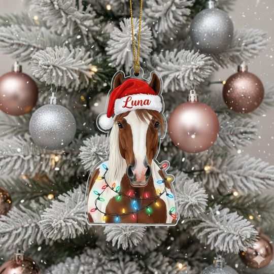 Discover Personalized Horse Pinto Christmas Acrylic Ornament: Custom Animal Acrylic Christmas Keepsake