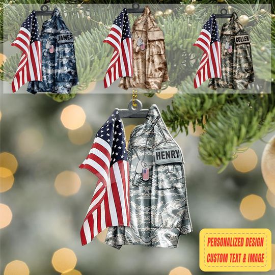 Discover Personalized Military Ornament, Custom Acrylic Gift for U.S. Army Navy Airforce Family Friends, Christmas Tree Decoration Keepsake 2025