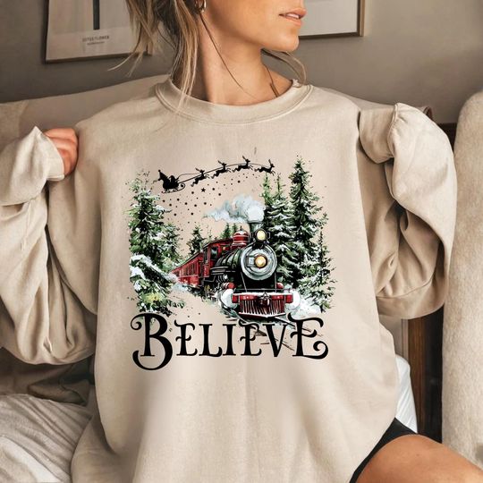 Discover Polar Express Christmas Sweatshirt, Believe Hoodie, Holiday Gift, All Aboard Polar Express, Xmas Sweater