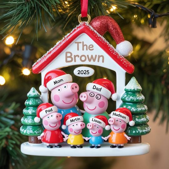 Discover Personalized Family Pig Family Ornament, Custom Acrylic Christmas Tree Decoration, Holiday Keepsake, Unique Xmas Gift 2025